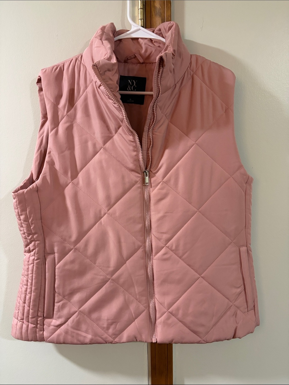New York & Company Quilted Light Pink Puffer Vest